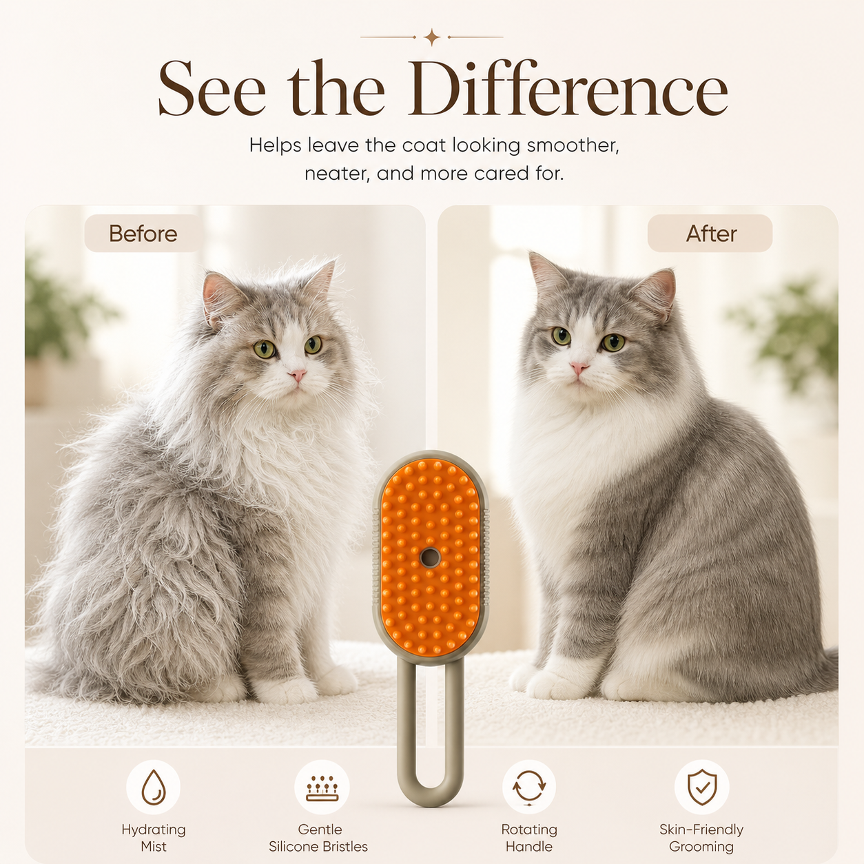 BEON™ 4-in-1 Steam Pet Grooming Brush