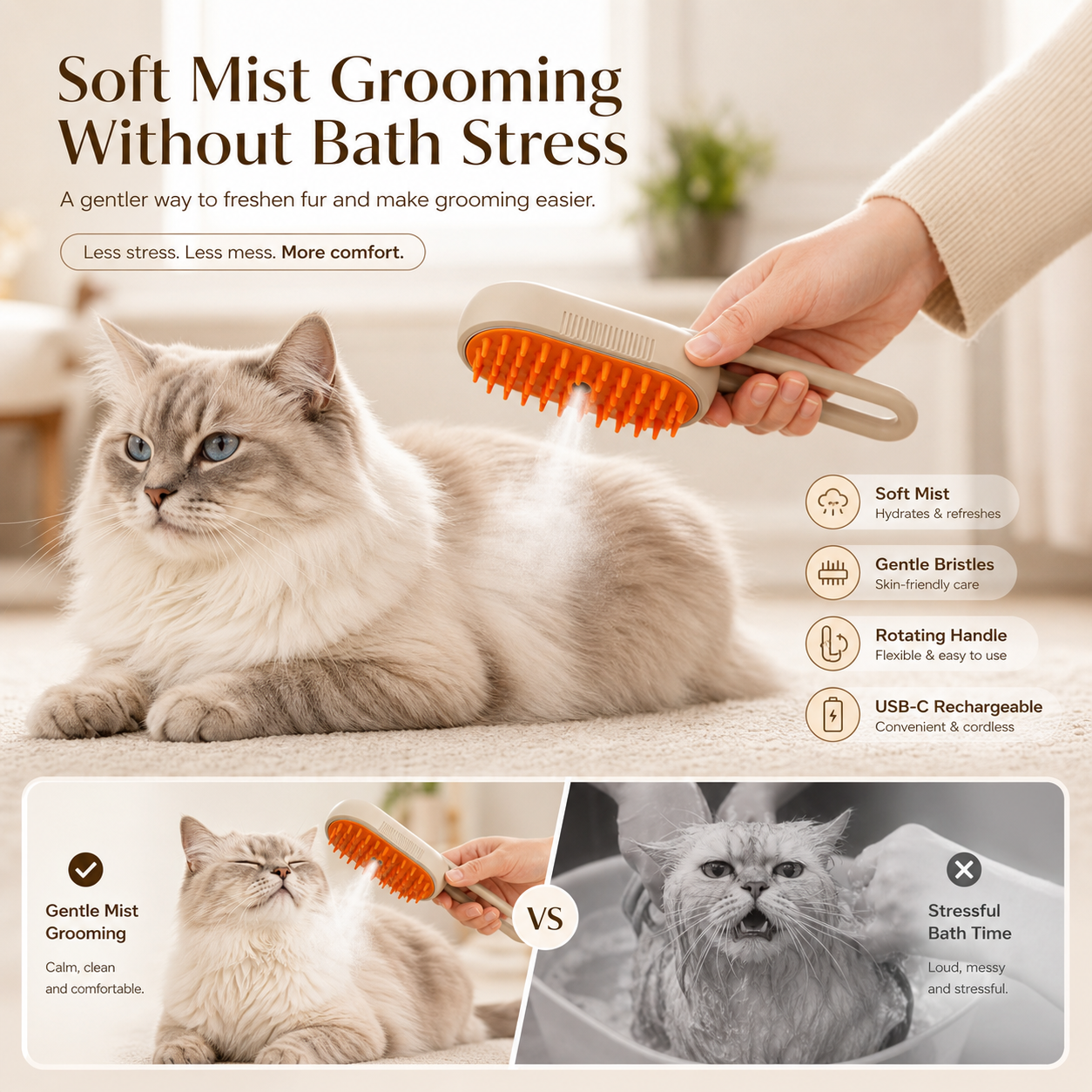 BEON™ 4-in-1 Steam Pet Grooming Brush