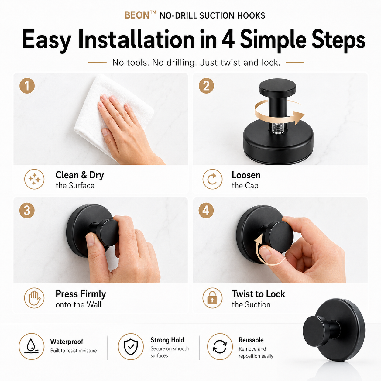 BEON™ No-Drill Suction Hooks