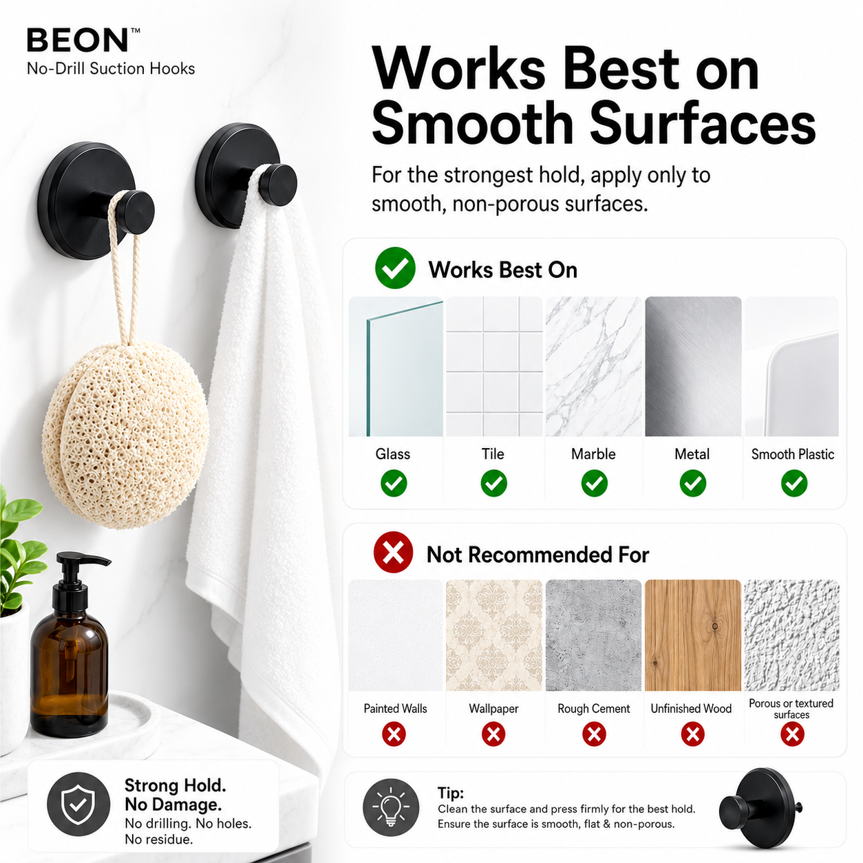 BEON™ No-Drill Suction Hooks